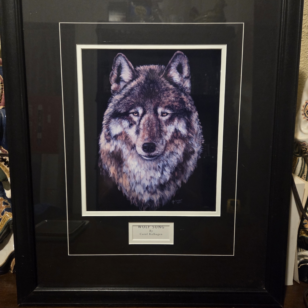 Wolf Song By Carol Kalhagen Framed Signed Lithography 22"×18"